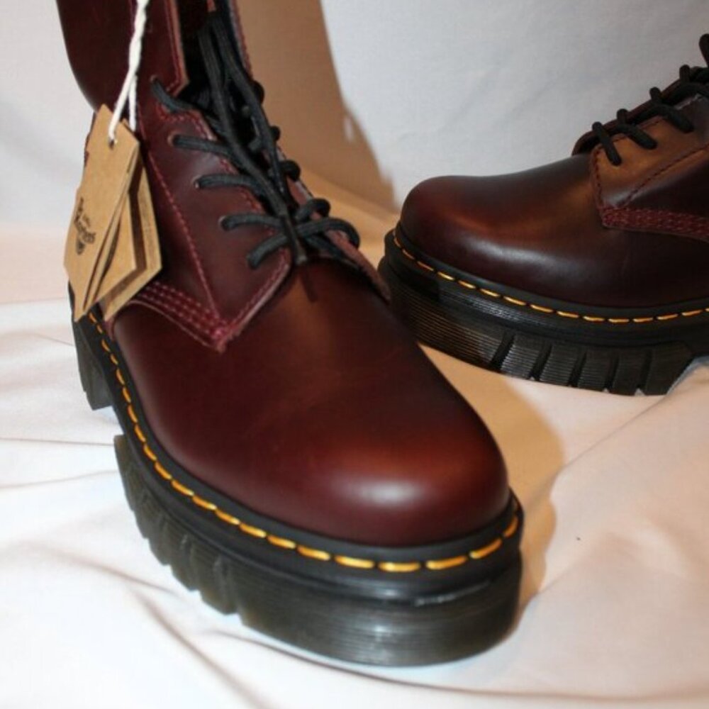 NEW RARE DR. MARTENS AUDRICK 8 EYE PLATFORM LACE UP COMBAT BOOTS CHARRO COLOR!! - Picture 2 of 7